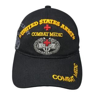 United States Army Strapback Baseball Cap Black One Size Military U.S. Warriors